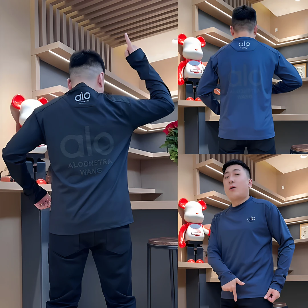 2025秋季户外透气运动圆领长袖上衣男潮牌时尚百搭休闲卫衣打底衫