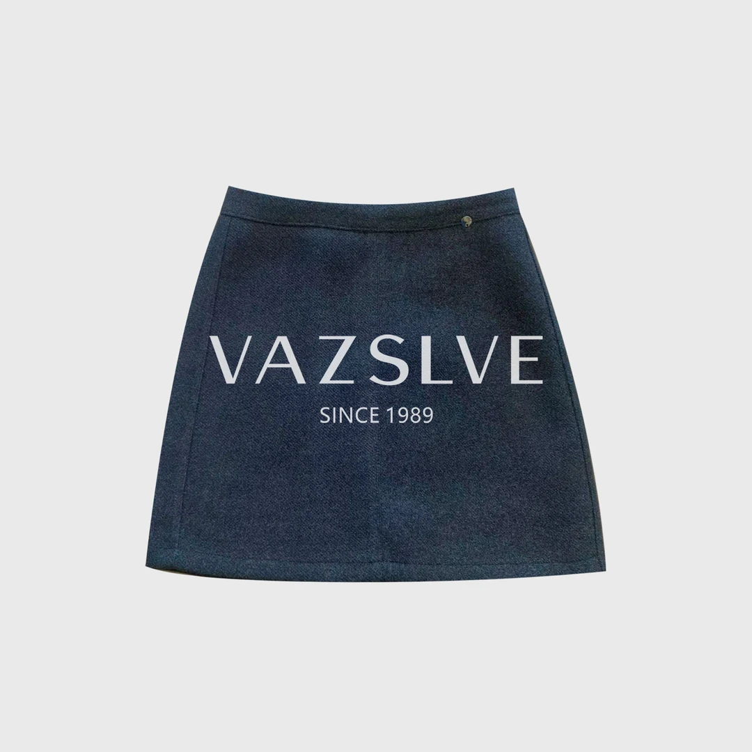 【VAZSLVE/全新奢品】捡漏斜纹呢料A字短裙半身裙拉链厚款1295