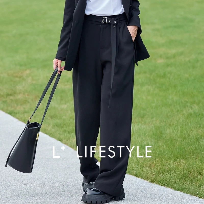【谷邦L+】lifestyle 悬垂挺括气场阔腿裤 L3391112