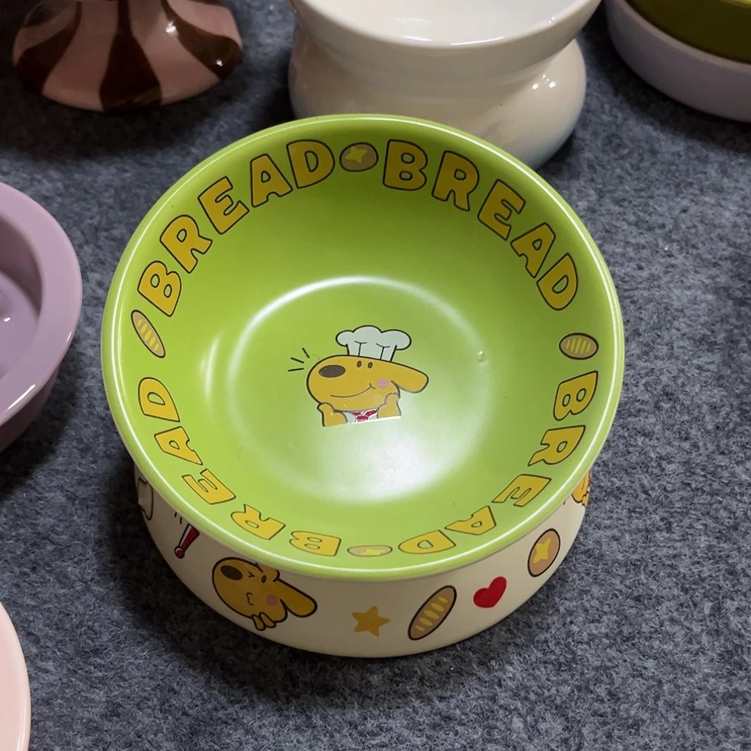 陶瓷面包小狗绿色陶瓷
