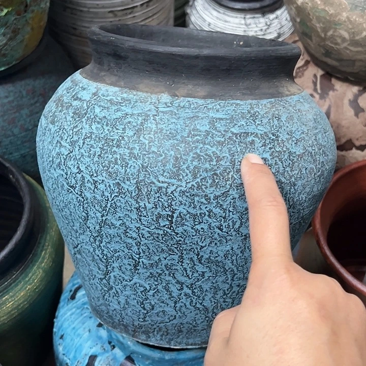 蓝色坛子高20口13默认打孔