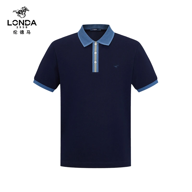 【LONDA伦德马】棉25春夏简约时尚刺绣男休闲短袖Polo衫2806