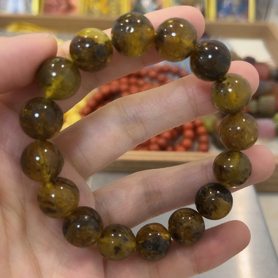 琥珀未镶嵌手链矿坑微瑕