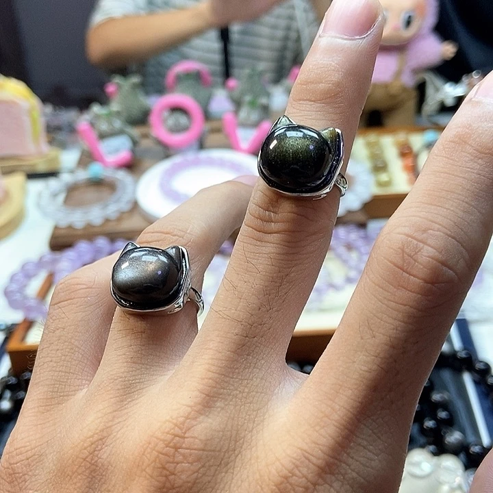 合金手链水晶金银曜石戒可调节