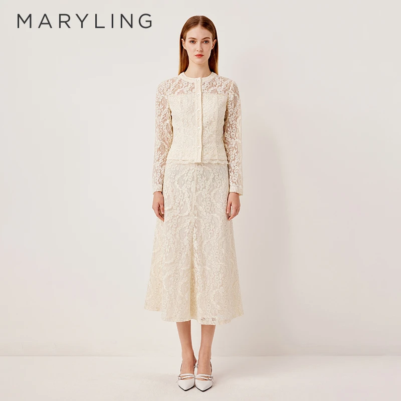 MARYLING玛俪琳2025初秋新品重工亮片蕾丝轻礼服上衣A1FFW20480