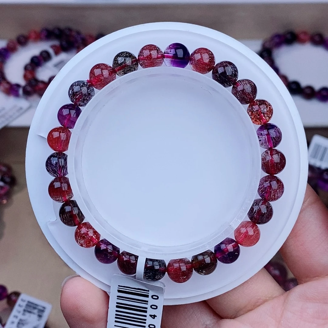 未镶嵌手链水晶黑加仑超七7mm+