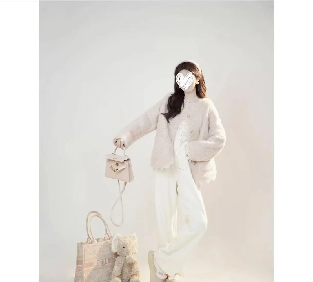 350Q常规款厚款圆领女长袖外套休闲小香风开衫上衣PX476