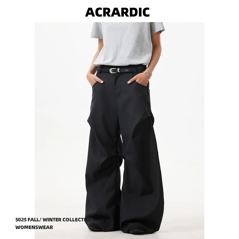 ACRARDIC立体设计感褶皱高街西裤男潮流cleanfit直筒垂感休闲长裤