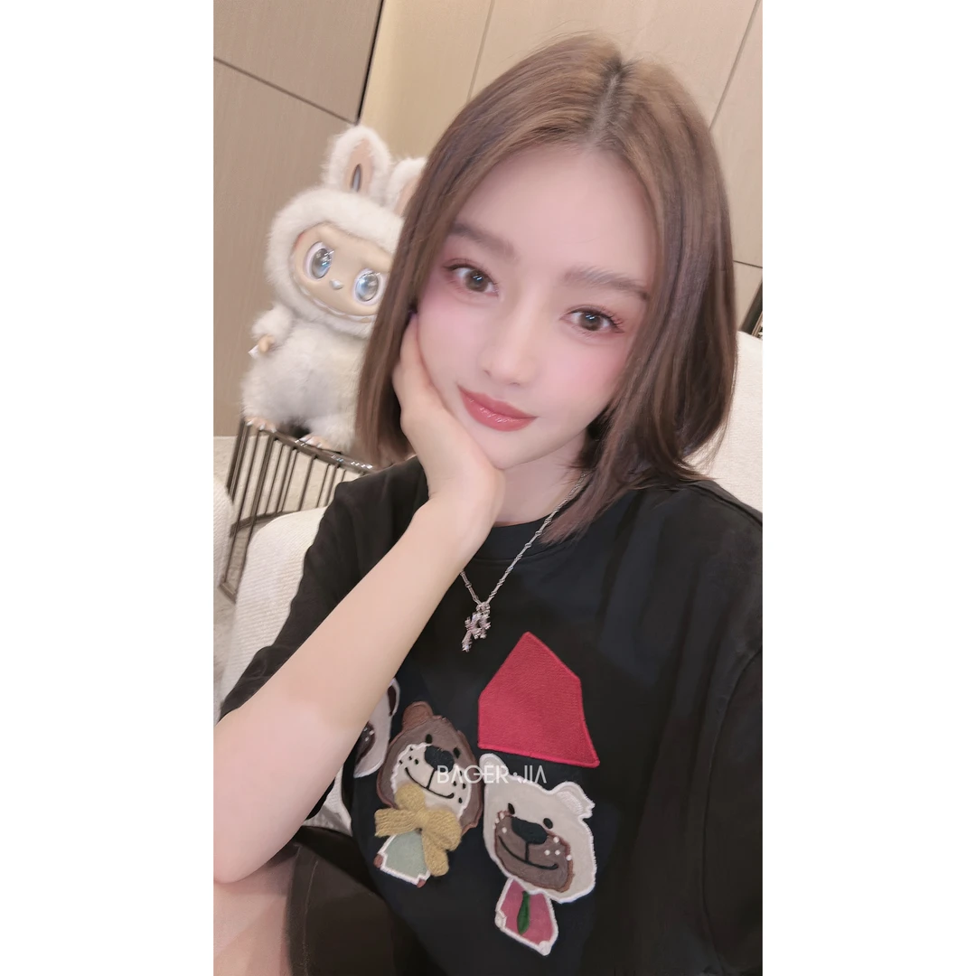 32-【买手熊T】宝儿家含幂BL120225308XQ早秋情侣潮流朋克风小熊T恤