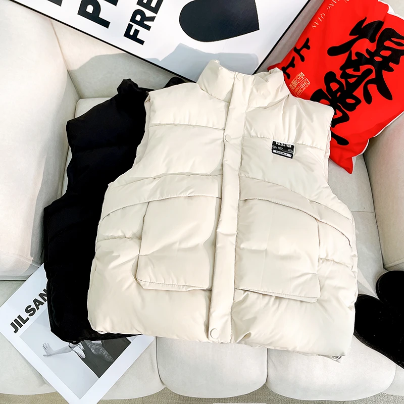 冬季新款儿童贴标马甲女童保暖童装6-12岁洋气休闲zb3882简约童品