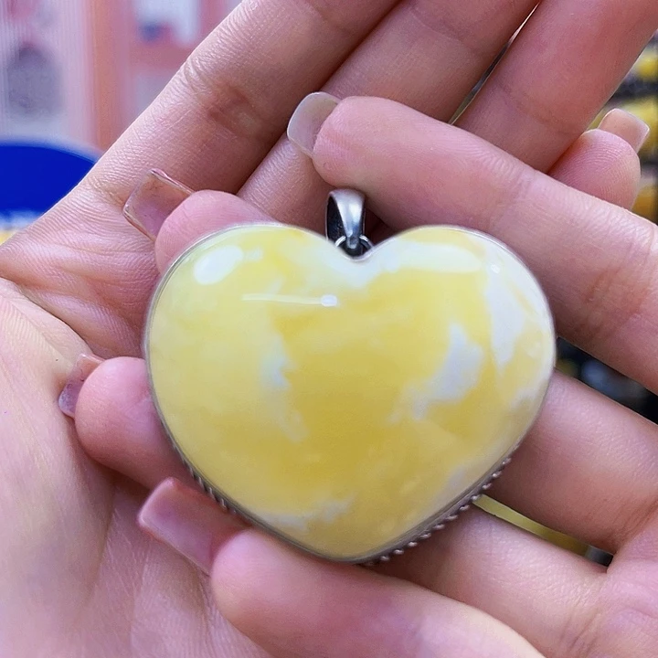 琥珀银S925镶嵌颈饰吊坠