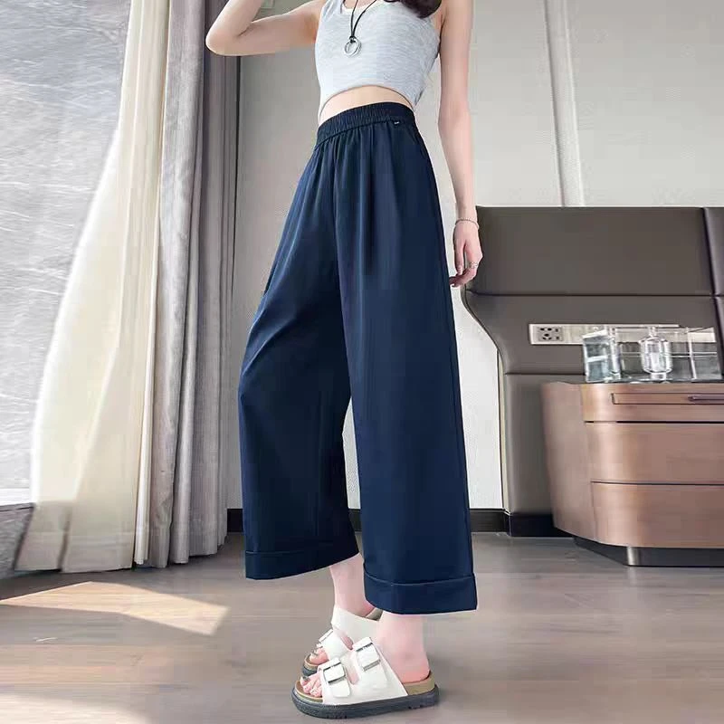 25款秋款钛金棉女高腰宽松直筒裤百搭休闲松紧腰