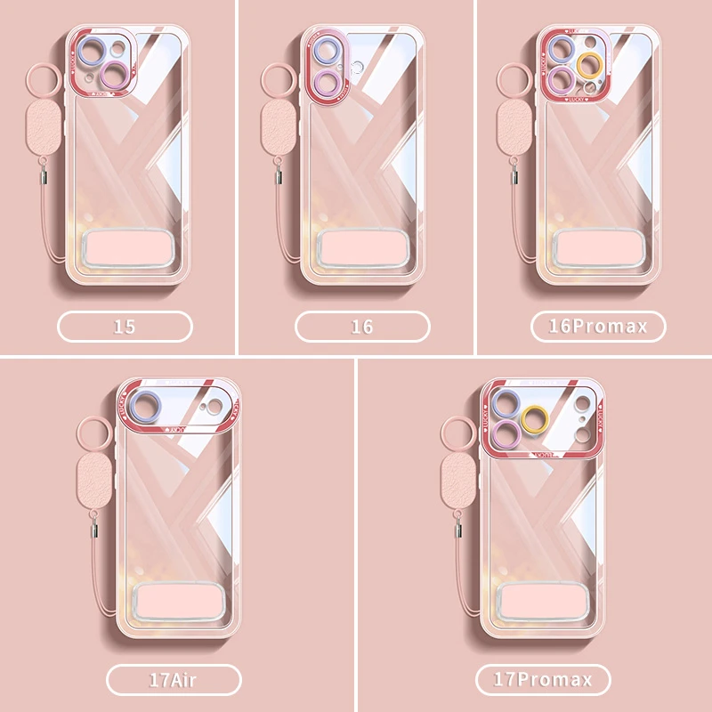 适用苹果17promax手机壳带镜子支架iphone17pro外壳全包防摔透明