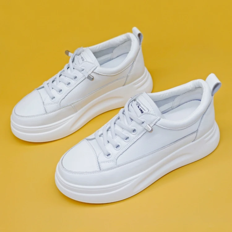 真皮小白鞋女鞋2025春秋学生ins增高厚底软底轻底一脚蹬百搭舒适