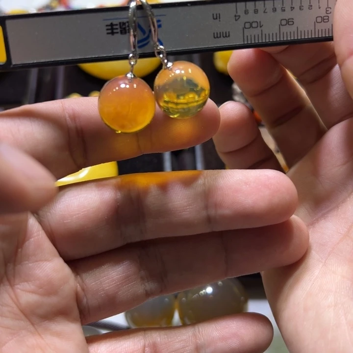 琥珀颈饰未镶嵌琥珀耳环15mm