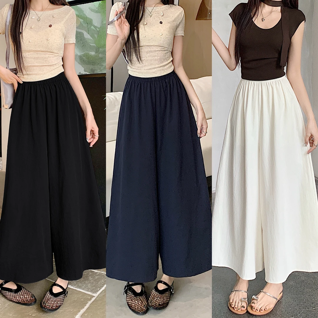 8140-夏季女装显瘦微胖大码白色百搭裙裤