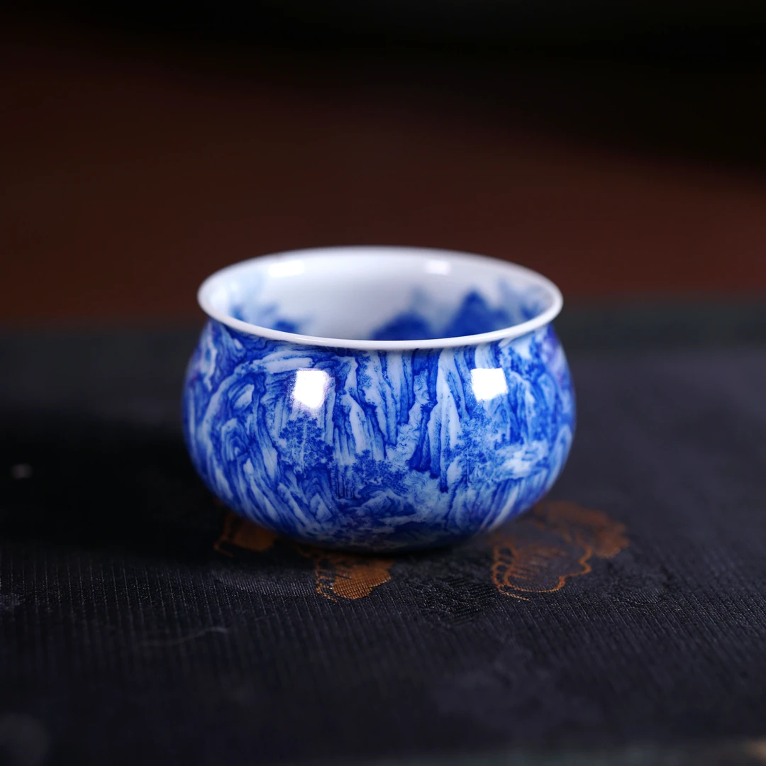 【仪贤】-青花三峡山水布袋杯