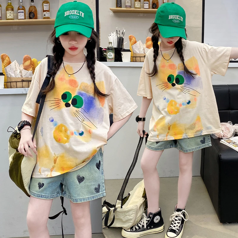 女童套装夏装2025新款T恤短裤两件套中大童时尚学生夏季儿童薄