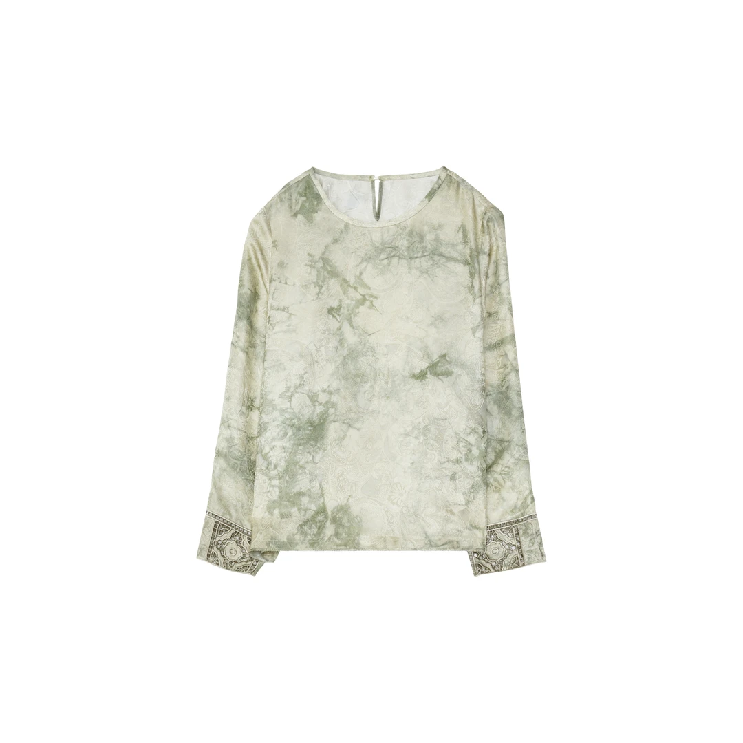 【年中福利】筱竹 新中式国风100桑蚕丝圆领设计镂空百搭衬衫 D2508