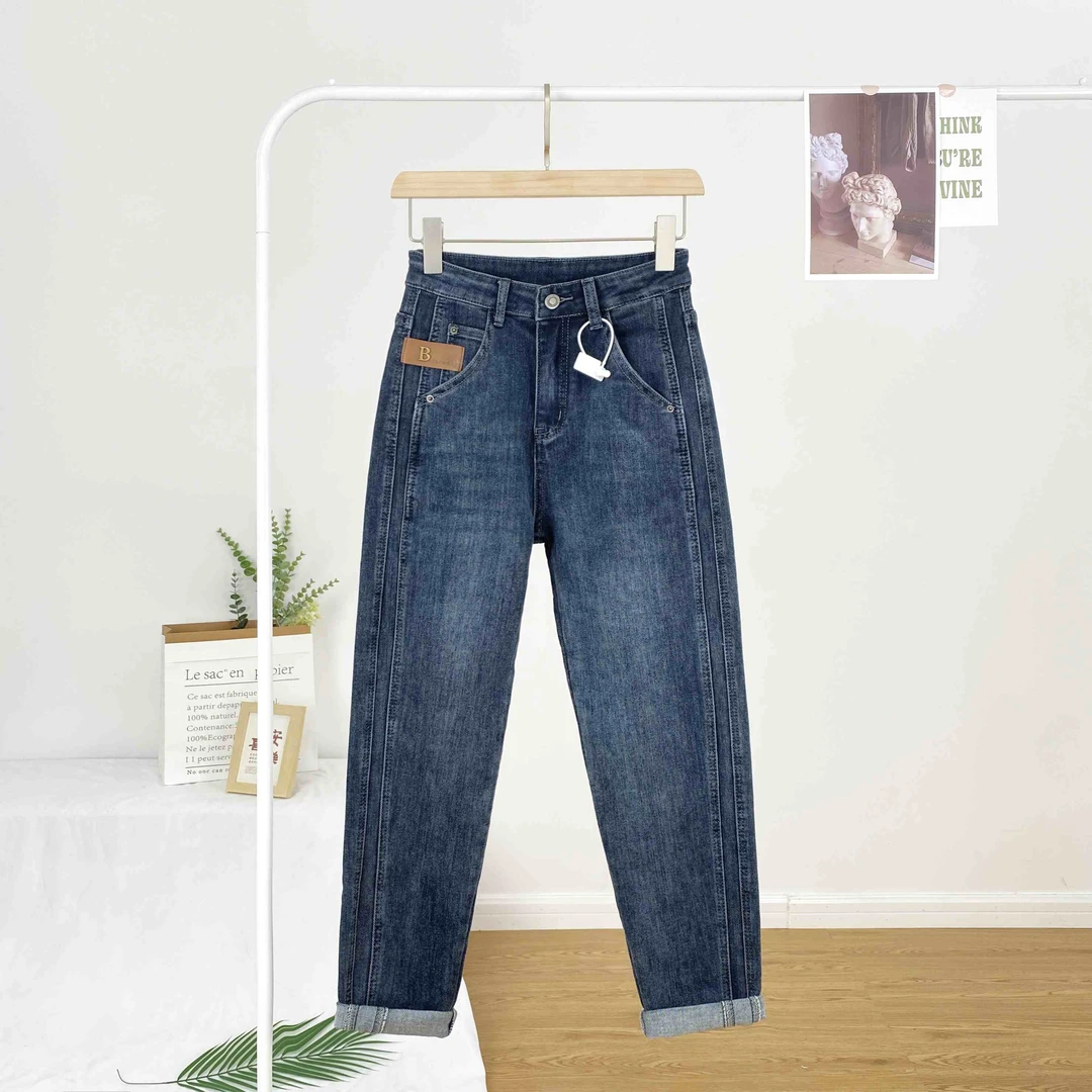 2024秋季女款牡丹裤高腰休闲显瘦高弹力时尚百搭修身哈伦裤9052