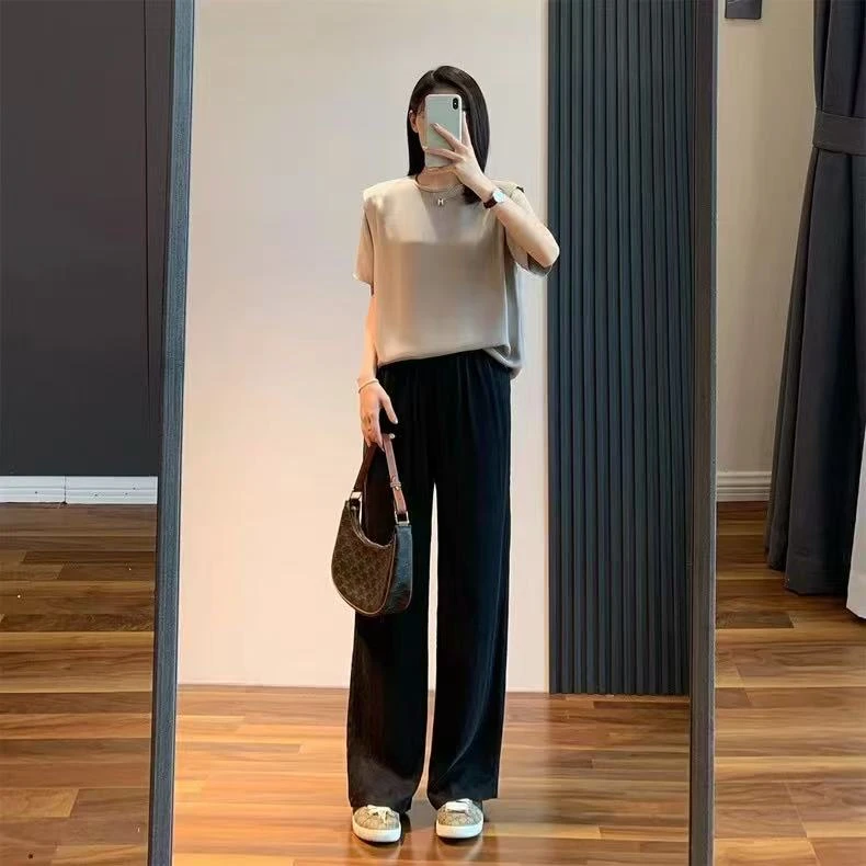 缩水裤 | 云感冰膜裤 2025夏季新款雾面高端休闲直筒垂感阔腿裤女