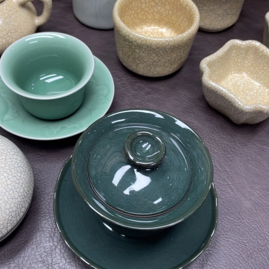 微瑕青瓷茶具杯子