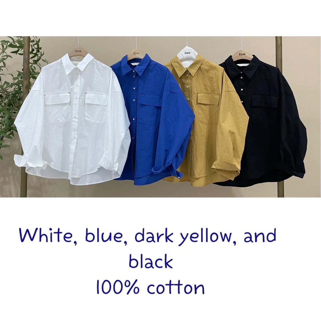 韩国正品不支持退换/眼镜姐姐/两兜翻领衬衣/0304