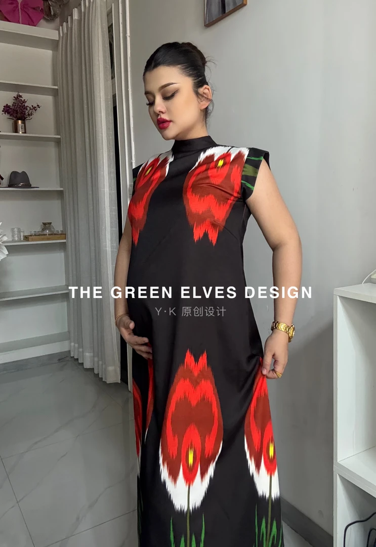 高端私人定制孕妇宽松版亚麻连衣裙