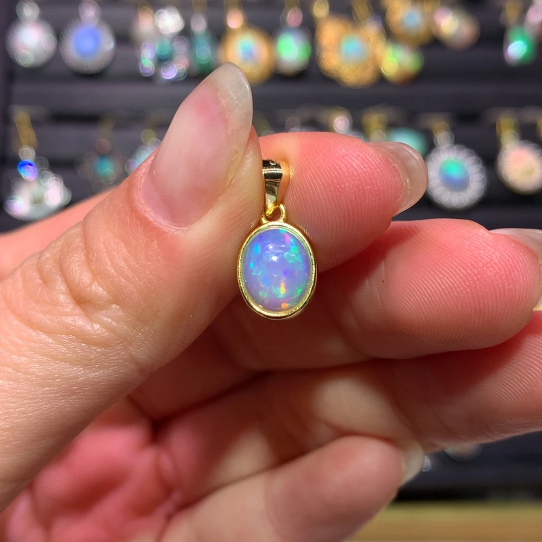 银S925镀金镶嵌欧泊吊坠款式