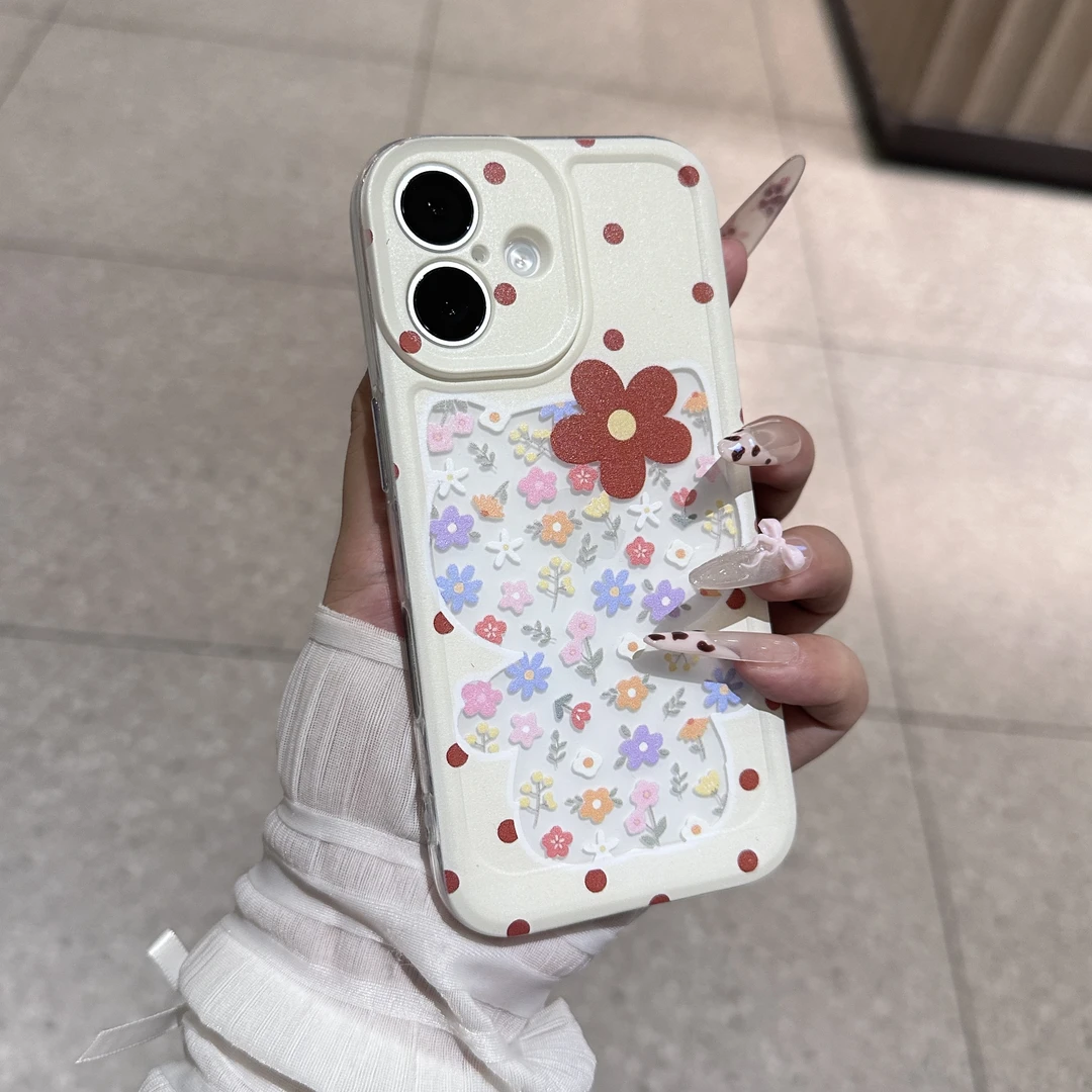 波点花花镂空KT情侣壳适用苹果17pro/16promaxiPhone15手机壳1314