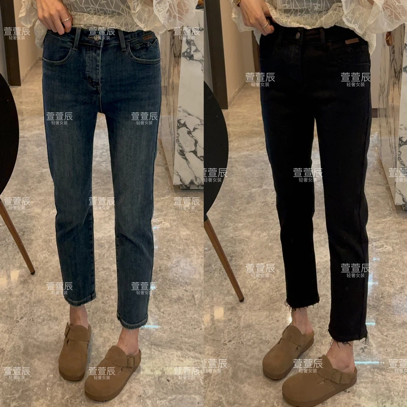 【流苏小烟管】韩版设计感显瘦牛仔裤秋冬加绒洋气直筒烟管裤#3657