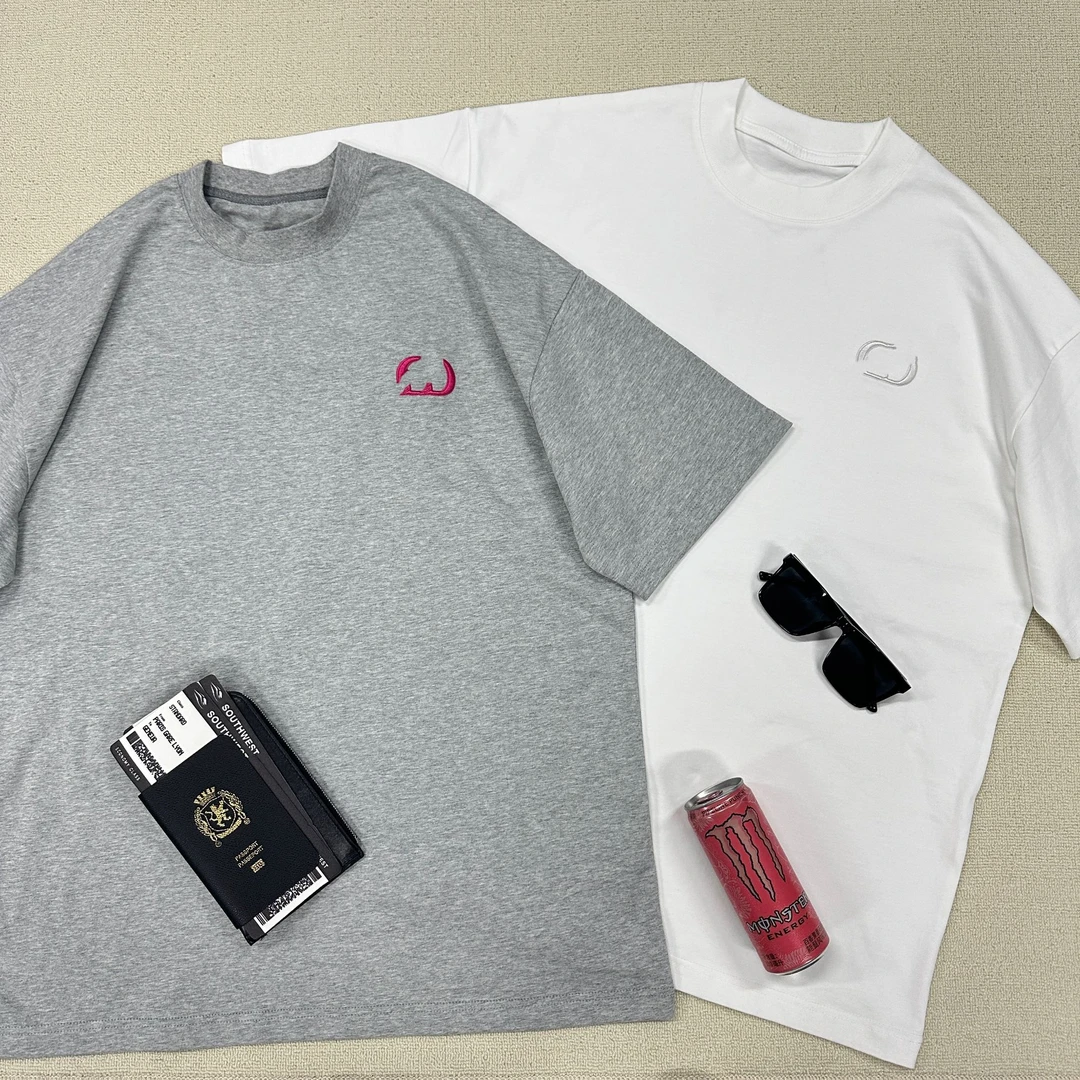 【包老板】新款【D彩色刺绣短袖】男女情侣宽松潮流百搭休闲轻奢T恤