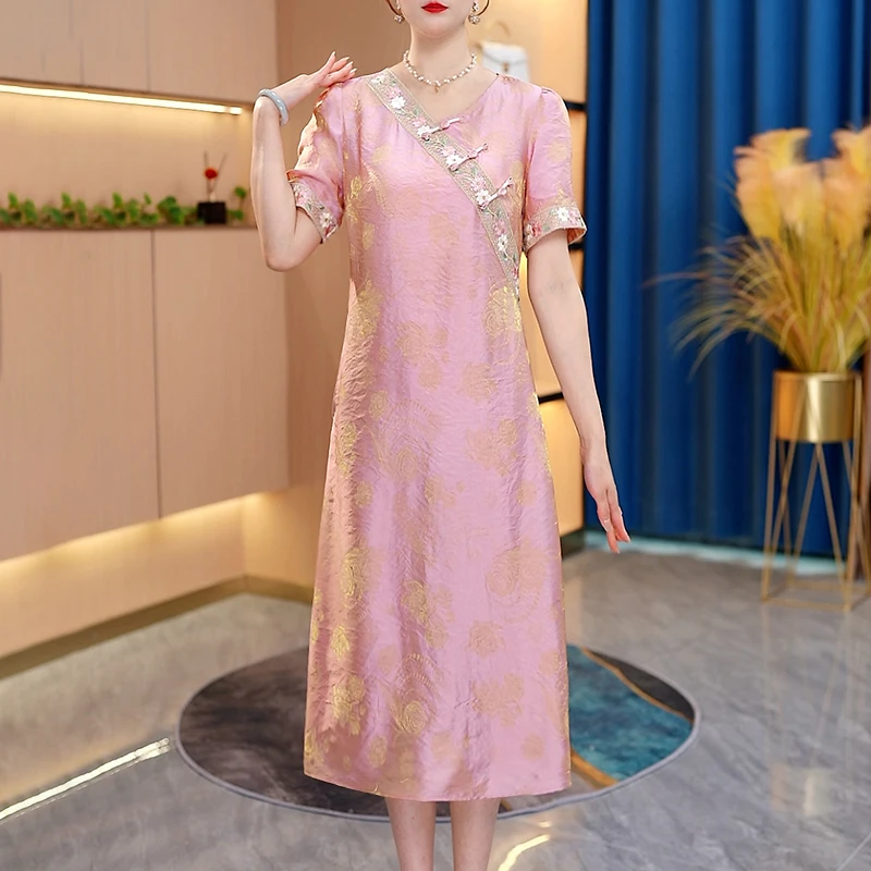 夏季新款百搭气质时尚中长款连衣裙【259#】