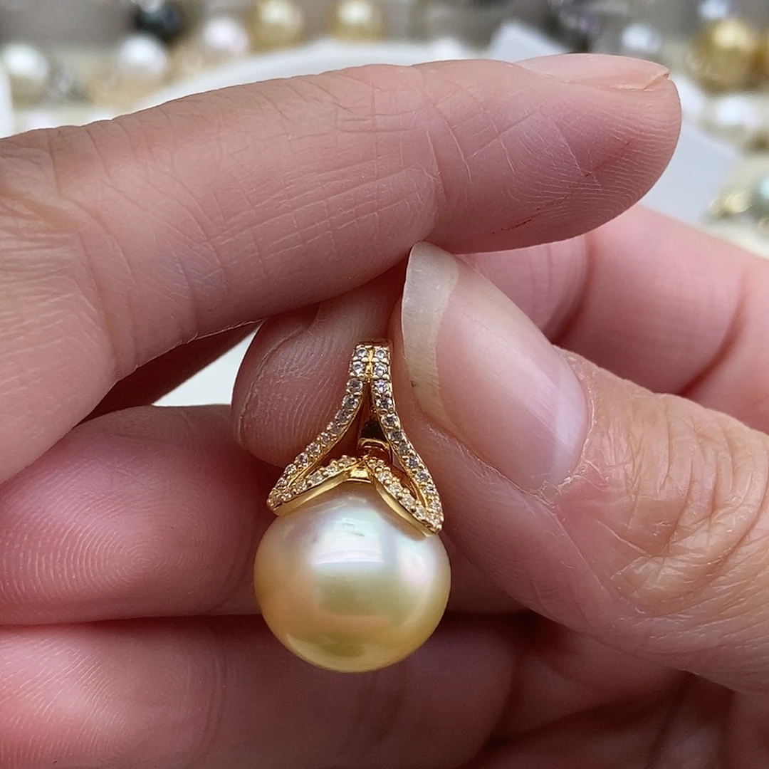 吊坠(不含链)银S925镶嵌海水珍珠