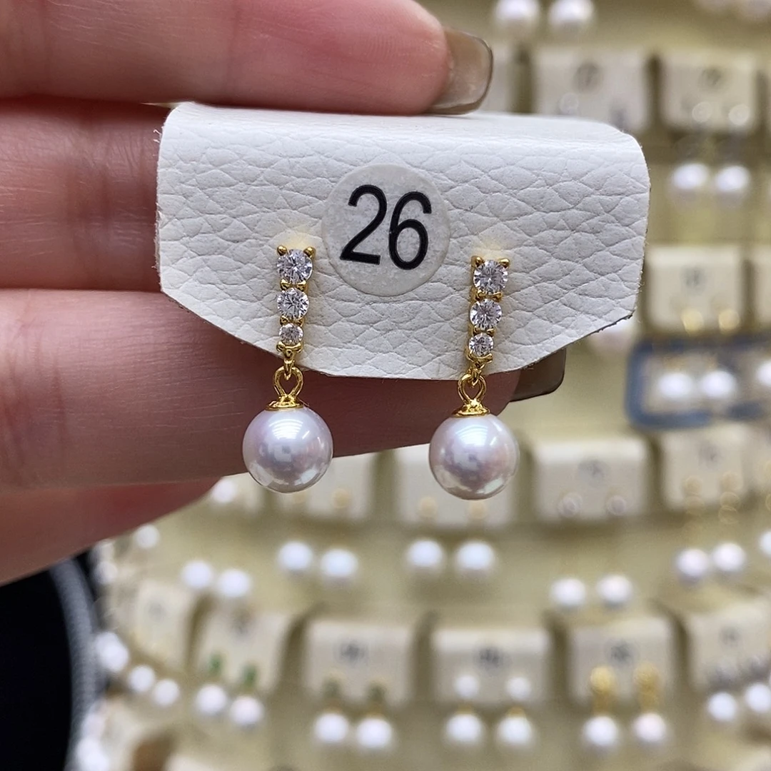 淡水珍珠耳饰银S925镶嵌