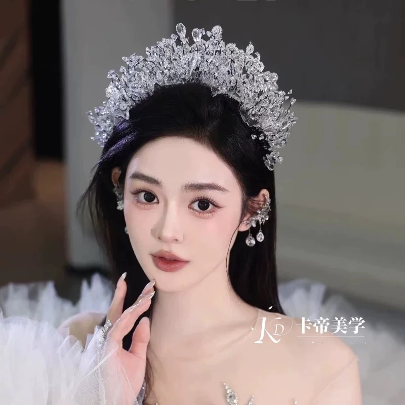 合金仿水晶婚庆饰品 17631水晶森系皇冠甜美减龄百搭