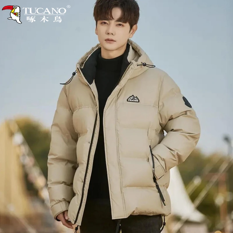 TUCANO/啄木鳥男士男外套冬季休闲百搭时尚连帽上衣白鸭绒潮流