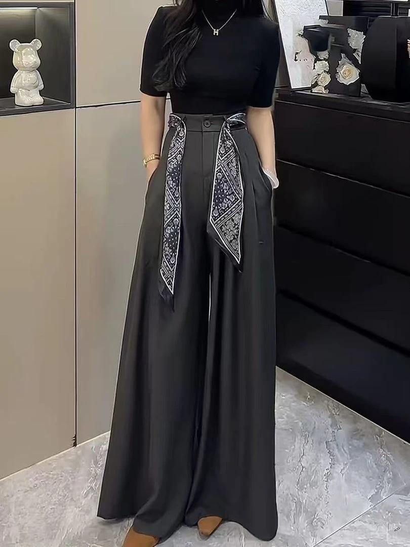 （高订系列）西裤爆款飘带时尚高腰初秋款显瘦气质百搭设计感休闲