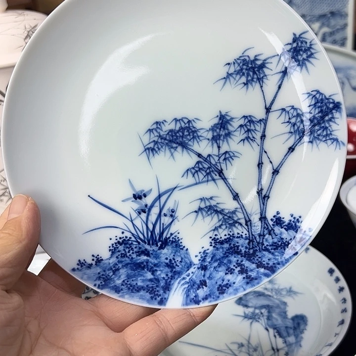 北***梓纯手工青花兰竹茶盘