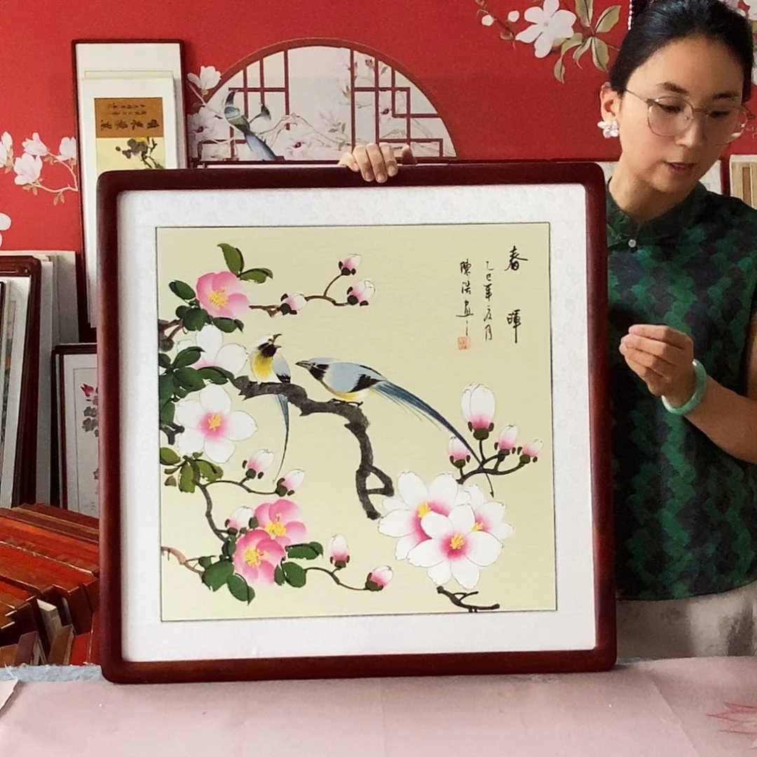 国画手写手绘带框包邮62✖️62国画作品