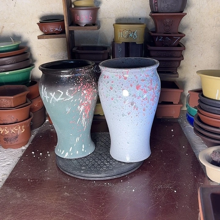 紫砂花盆，手工制作