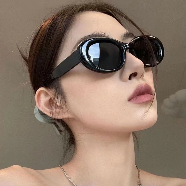 复古猫眼墨镜女款欧美风高级感椭圆形2023新款辣妹太阳镜防紫外线