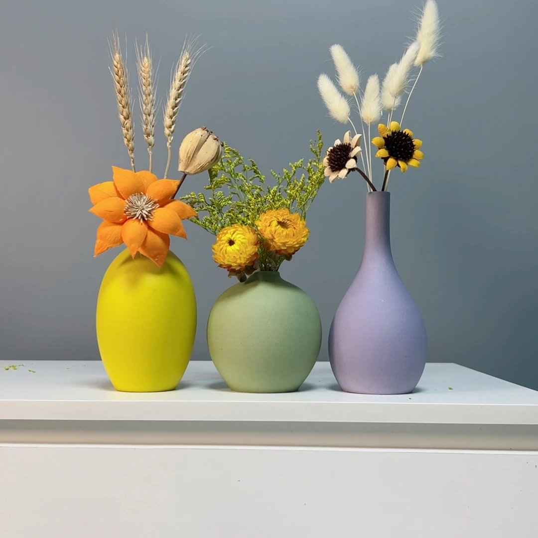 摆件景德镇手作陶瓷花瓶摆件无孔