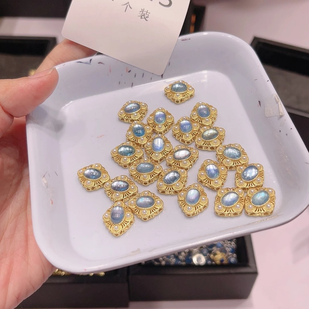 海蓝宝石颈饰银S925镀金镶嵌145