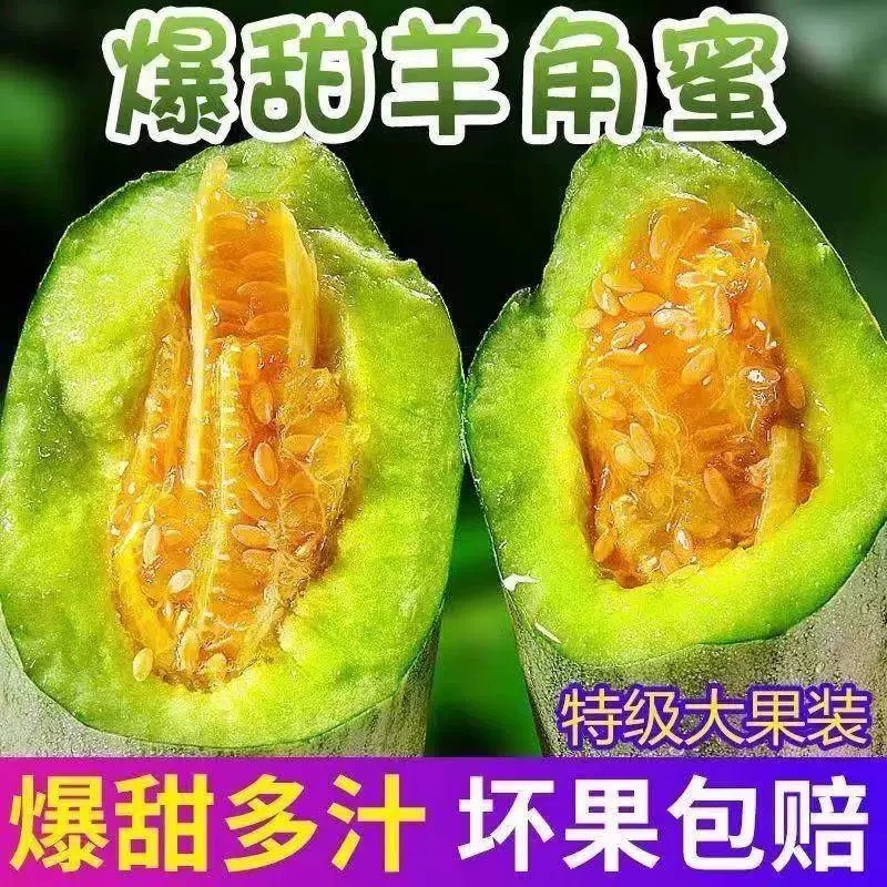 【新疆包邮】现摘现发 羊角蜜甜瓜5斤新鲜水果脆甜多汁山东当季蜜瓜