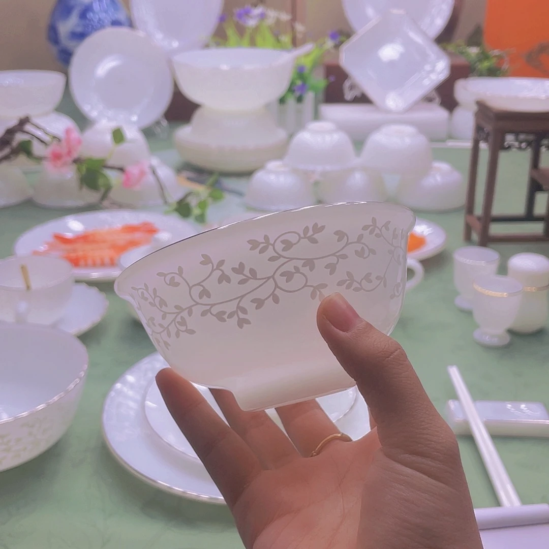 玉瓷暗香浮动单拍20个碗➕8盘