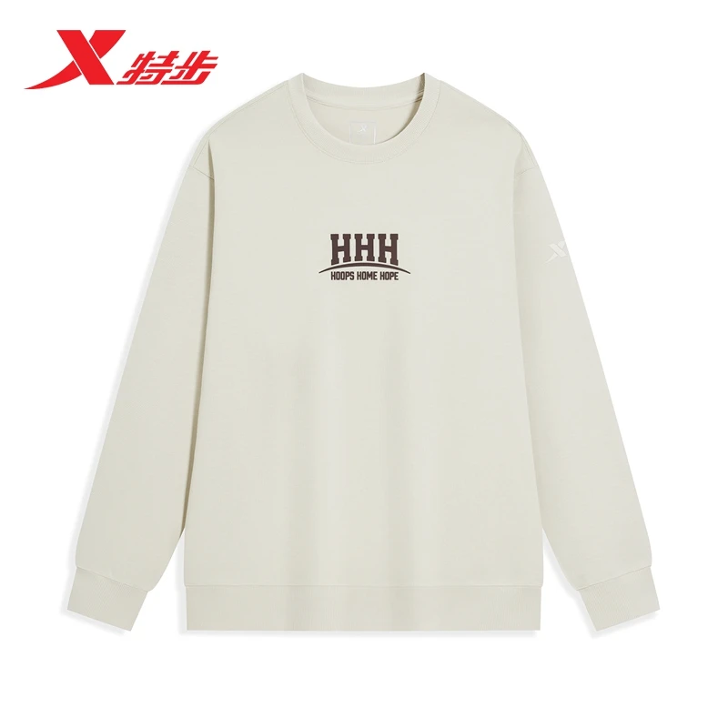 特步圆领卫衣男2026春季新款运动休闲针织套头衫974129920246