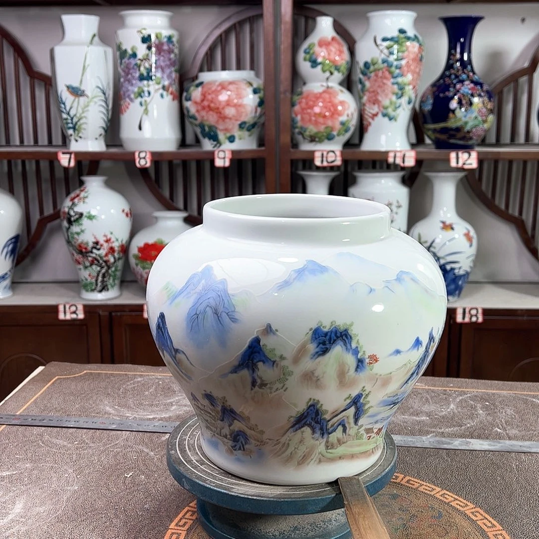 陶摆件景德镇陶瓷大口千里