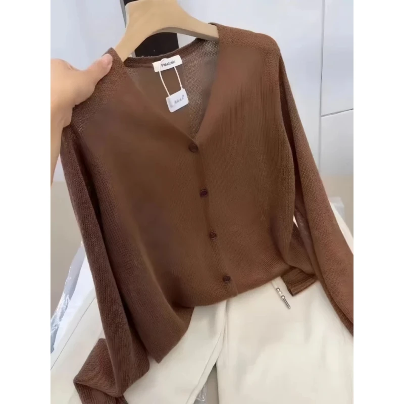 复古v领宽松单排扣针织女秋季大码胖MM显瘦气质长袖宽松开衫上衣