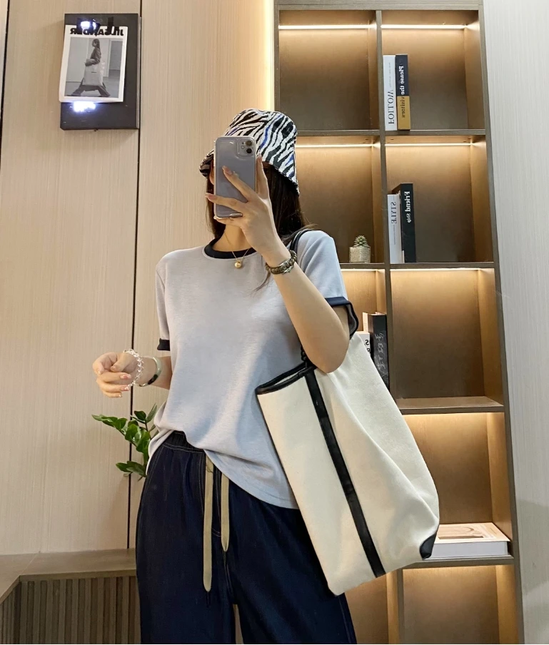 8137夏季新款撞色设计休闲百搭短袖T恤